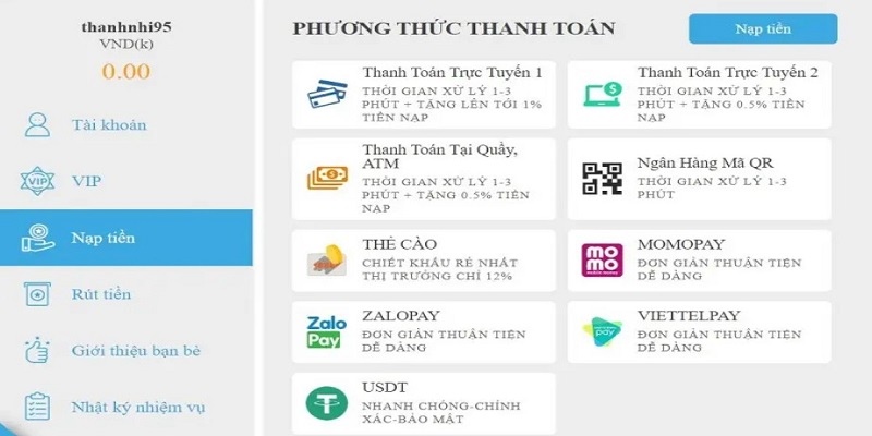 Nạp tiền là bước quan trọng trước khi tham gia cá cược